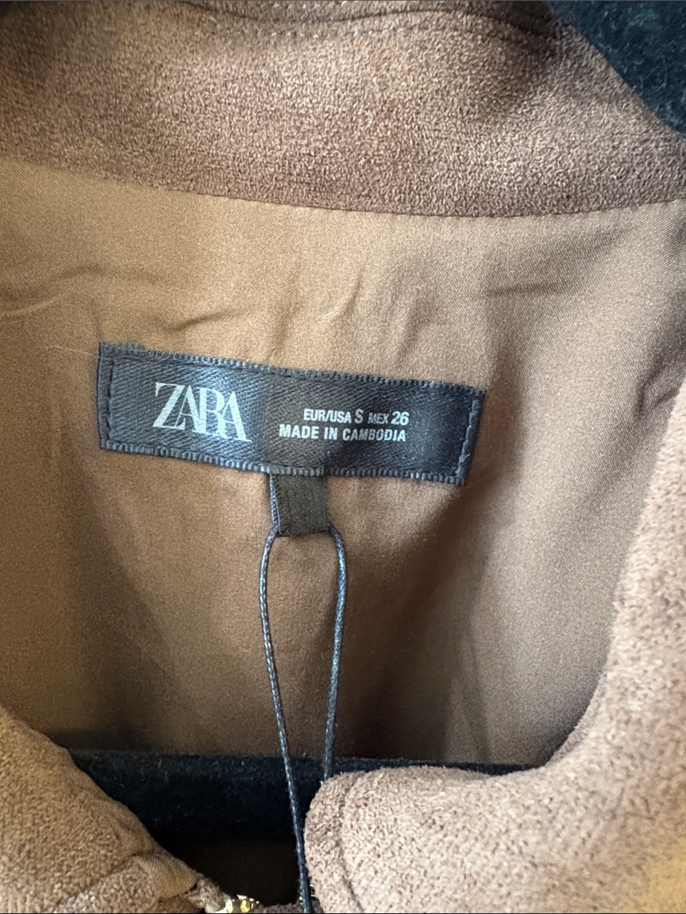 Zara Brown Suede Bubble-Hem Bomber Jacket - Picture 2 of 5
